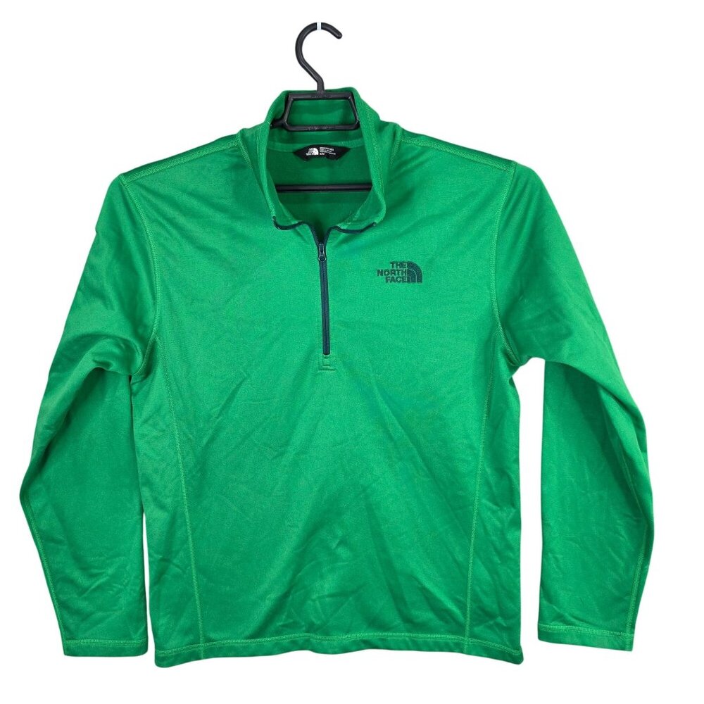 Mens The North Face Green 1/4 Zip Pullover Fleece Sweatshirt Polyester Size L